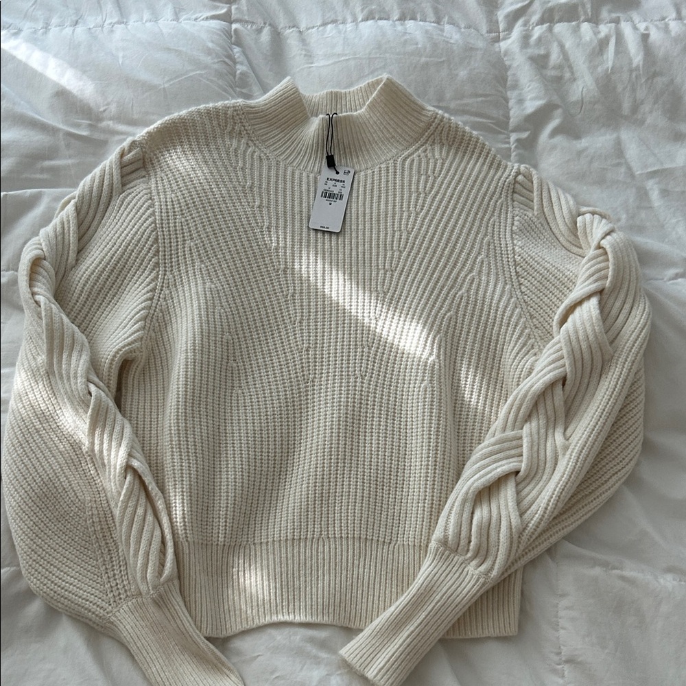 Express Cream Cowl Neck Sweater